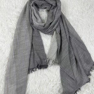 100% Natural Soft Solid Scarf, Lightweight Pure Cotton Scarves in 11 Colors, Gift Cotton Scarf for Women & Men,Gift Grey