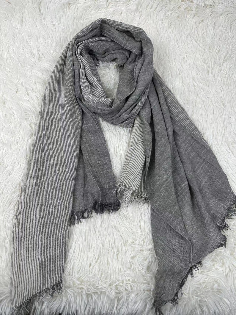 100% Natural Soft Solid Scarf, Lightweight Pure Cotton Scarves in 11 Colors, Gift Cotton Scarf for Women & Men,Gift Grey