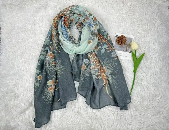 Bohemian Olive Floral Scarf for Women Scarves for Fall Winter