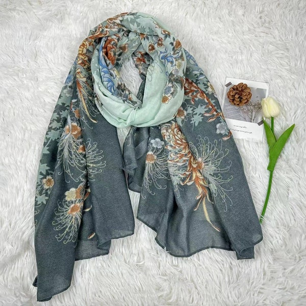 Boho Blumenschal, leichte Schal wickeln