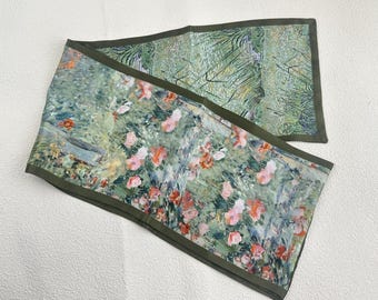 Bufanda larga de seda morera 100 % con pintura al óleo floral