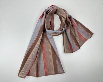 Bufanda de mezcla de algodón a rayas, chal bohemio ligero, pañuelo para la cabeza