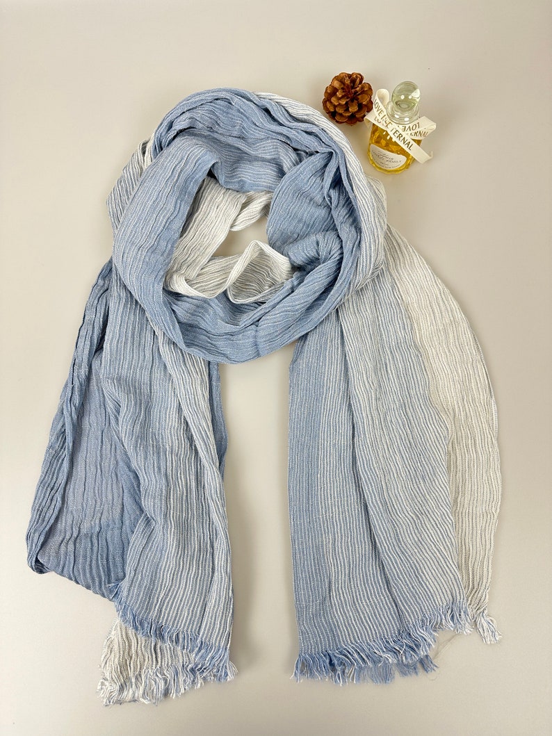 100% Natural Soft Solid Scarf, Lightweight Pure Cotton Scarves in 11 Colors, Gift Cotton Scarf for Women & Men,Gift Blue