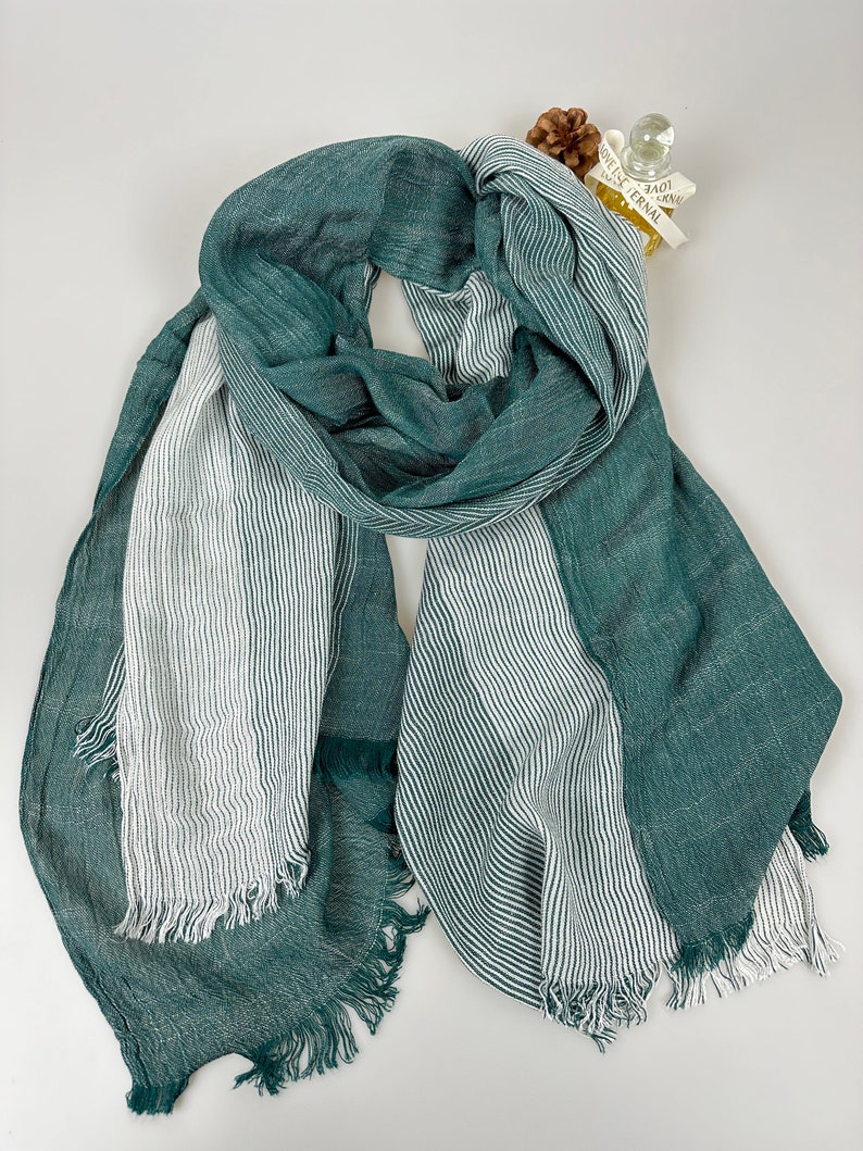 100% Natural Soft Solid Scarf, Lightweight Pure Cotton Scarves in 11 Colors, Gift Cotton Scarf for Women & Men,Gift Dark green