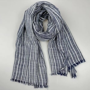 10 Colors Stripe Linen Cotton Scarf, Lightweight Linen Cotton, Unisex Scarf, Shawl, Gift Idea, Accessories, Linen Cotton Wrap