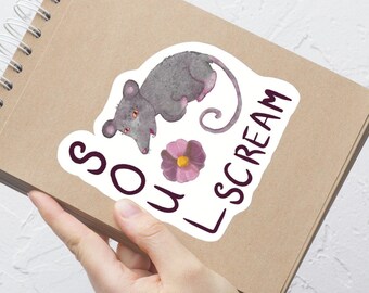 Cute Existential Possum Soul Scream Sticker