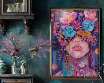 Pythia Oracle of Delphi Surreal Abstract Oil Paint Fantasy Mytholgy Art Print