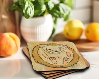 Woodland Critter cork-back coaster