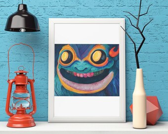 Water Spirit Yokai, Ghibli inspired, Totoro inspired, Vibrant Art Print