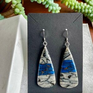 Deep Blue and Granite Earrings