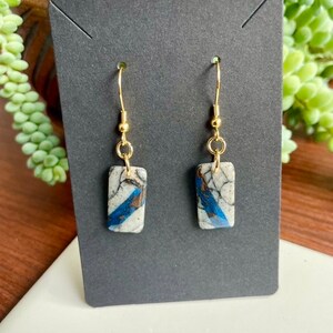 Deep Blue and Granite Earrings