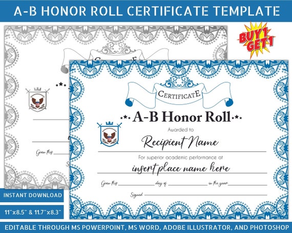 Recognition Certificate - Honor Roll Certificate