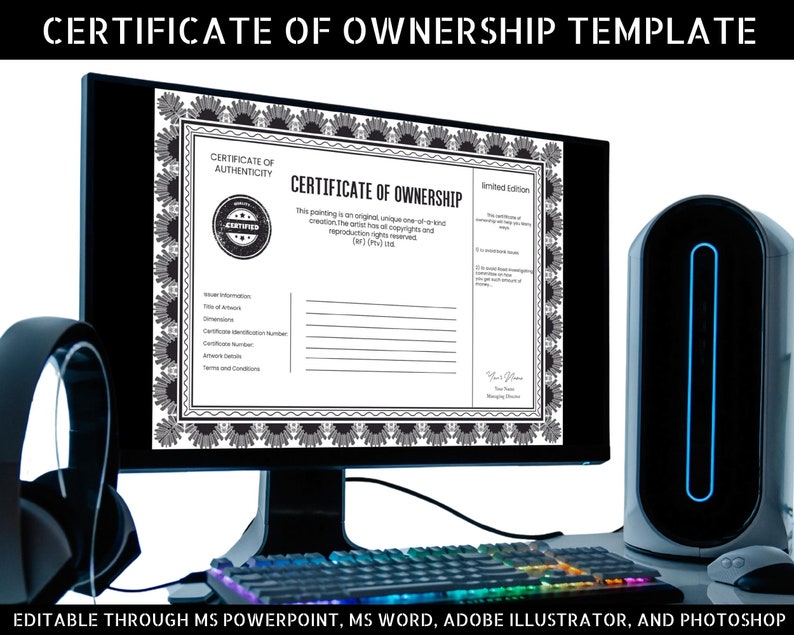 Printable Certificate of Ownership Template (US Letter & A4) - Etsy