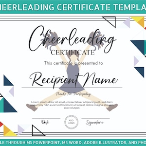 Cheerleader & Cheerleading Coach Certificering, Afdrukbare Cheer Certificaat Sjabloon, Certificaat van Succes, Deelname Certificaat,