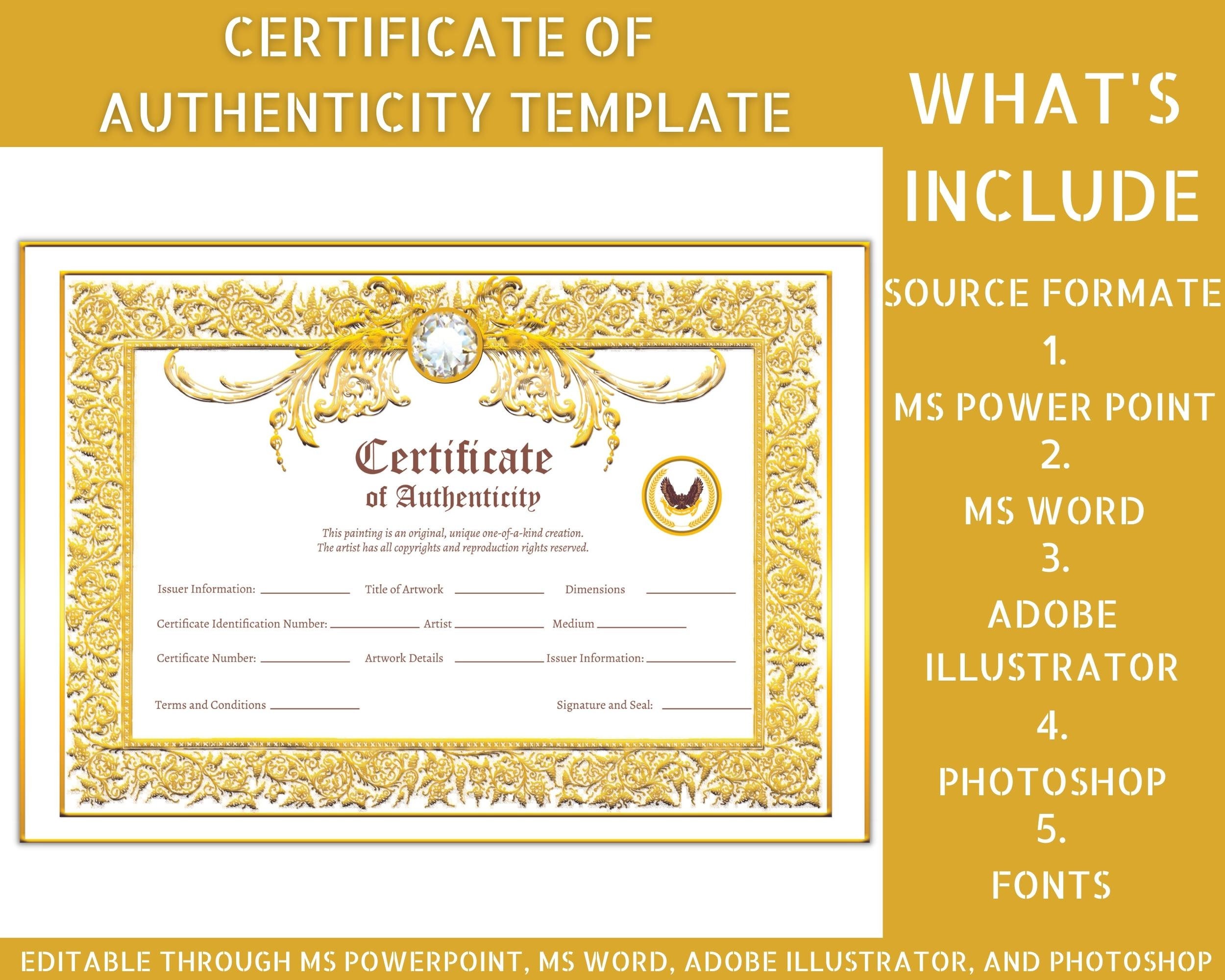 Certificate of Authenticity for Art Certificate of Etsy