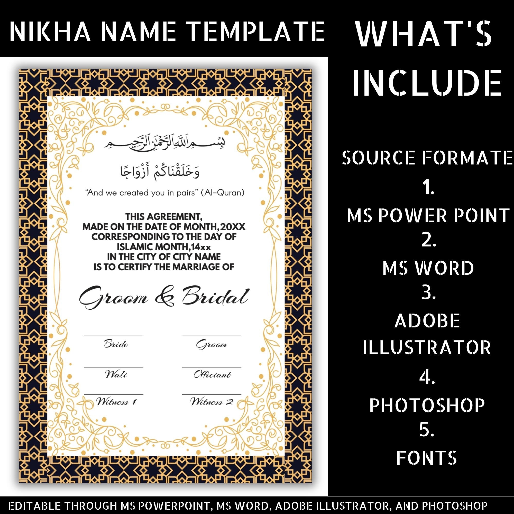 Nikah Nama Custom Nikah Nama Template Editable Islamic Wedding Nikah Nama Custom Nikah Nama Template Editable Islamic Wedding