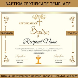 Plantilla de certificado de bautismo, certificado de dedicación del niño, certificado de bautismo, regalo de bautismo, bautismo de niño/niña, recuerdo de bautismo,