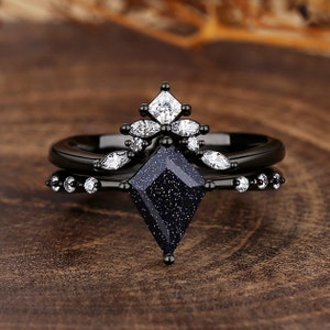 Bague galaxie d'Orion nébuleuse pour femme, parure de bague de fiançailles, alliance spatiale en titane noir, bague personnalisée de 2.