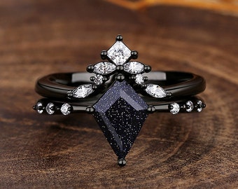 Bague galaxie d'Orion nébuleuse pour femme, parure de bague de fiançailles, alliance spatiale en titane noir, bague personnalisée de 2.