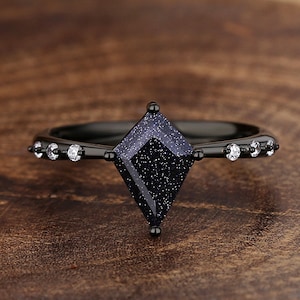 Blue Galaxy Nebula Ring, Promise Ring for Her, Engagement Ring, Bridal Ring, Outer Space Ring.