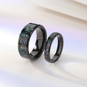 Galaxy Matching Couples Rings Promise Rings Wedding Rings 2pc Black Gold Filled CZ Engagement Ring Anniversary Gift for Women