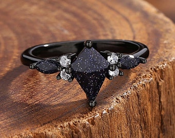 Orion Nebula Womens Ring, Promise Rings for Women, Blue Sandstone Ring Engagement Ring Anniversary Gift.