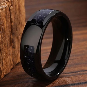 Nebula Couples Rings for Men/Women, Matching Promise Rings, Personalized Blue Sandstone Rings Engagement Ring Anniversary Gift.