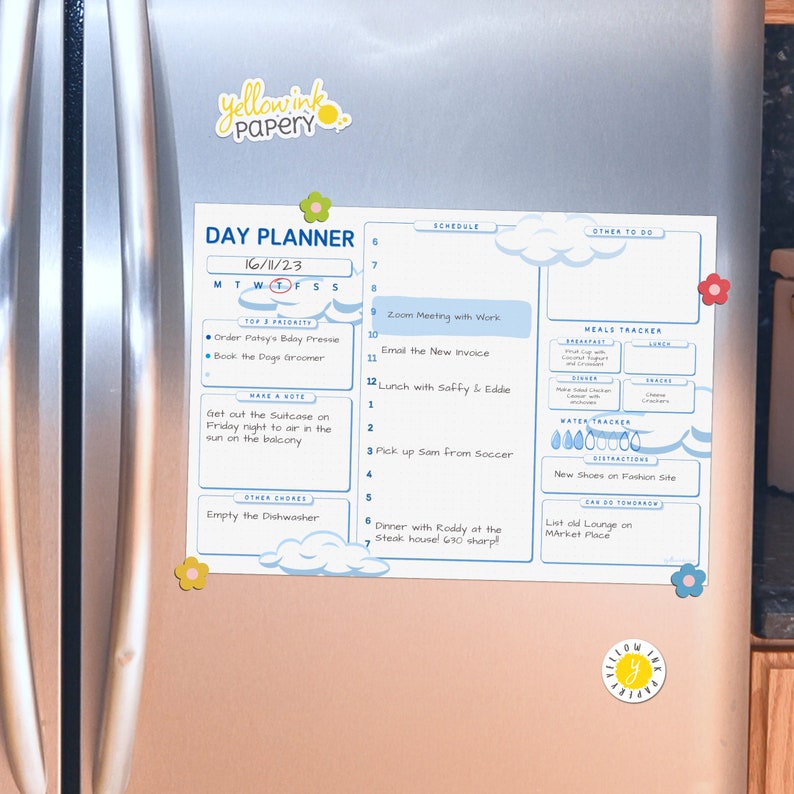 Blue Sky Daily Planner Printable. Work Day Organiser Study Etsy