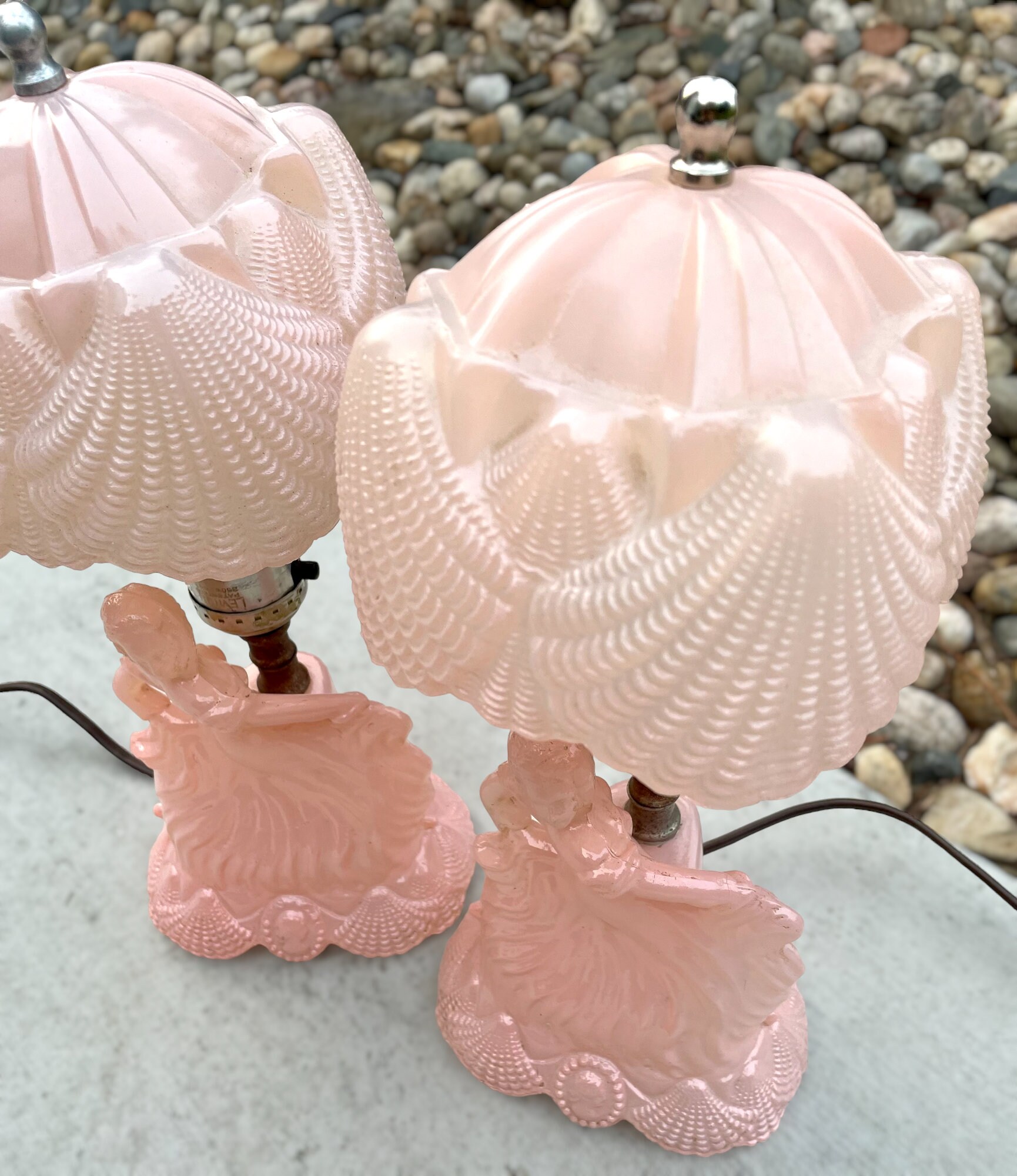 Art Deco Pink Glass Lamps Vintage 1940s MCM Dancing Lady Etsy