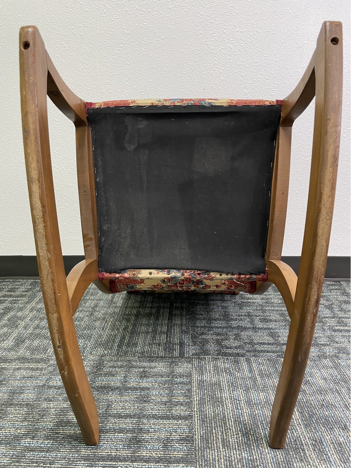 Vintage Sewing Rocker With Floral Pattern Linen Upholstery Antique Lady ...