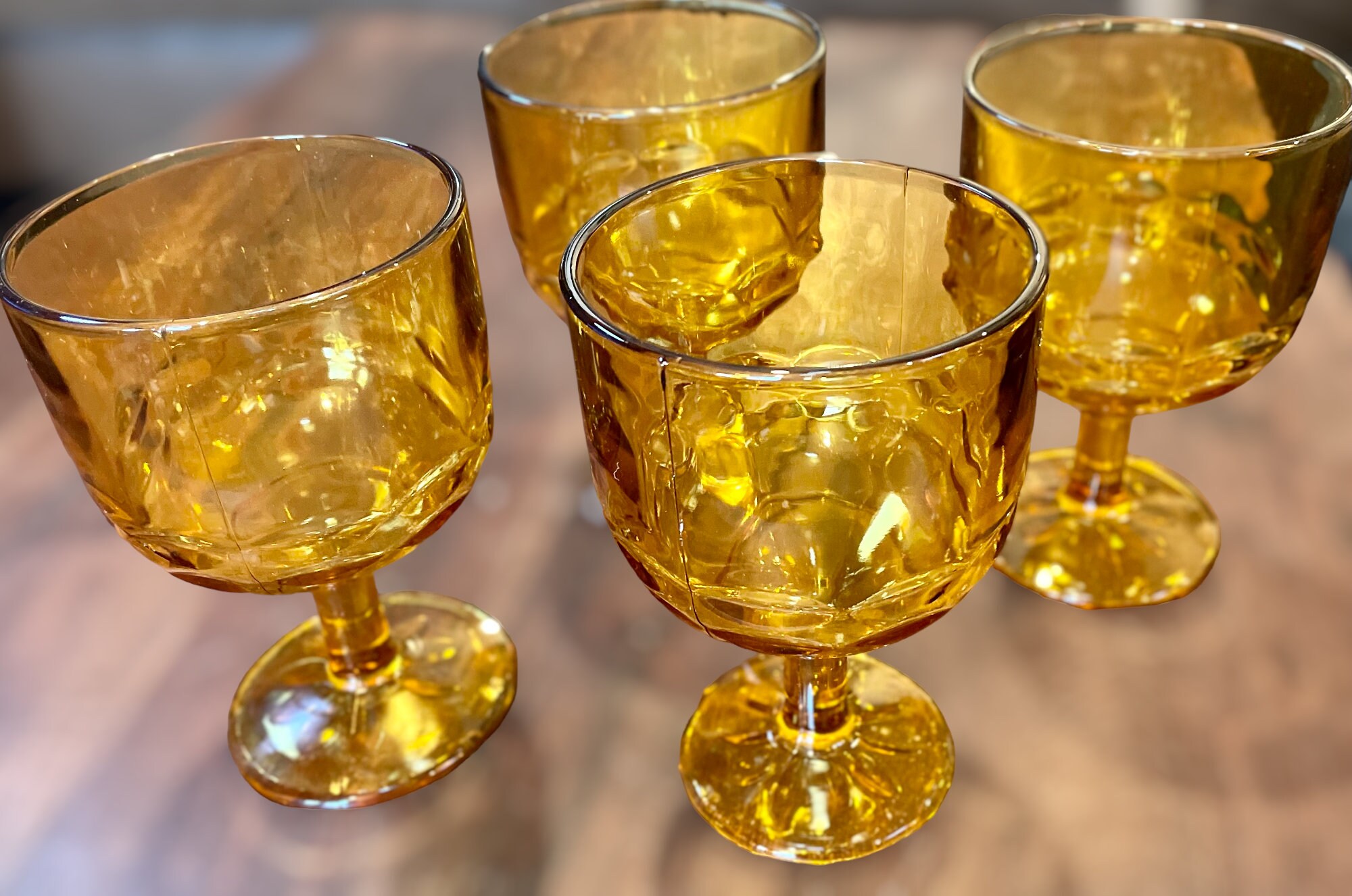 Vintage Amber Glass Pitcher & Goblets Set of 4 Glasses With Matching Pitcher  Retro Drink Serving Lemonade Pitcher Cute Gift by Lpuniquities 