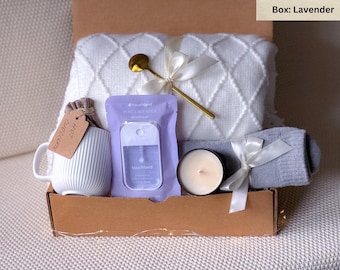 Stress Relief Gift Box: Blanket, Journal, Mug & Candle
