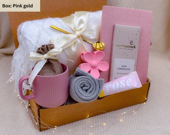 Personalized Birthday Gift Box: Mug, Blanket, Socks & Treats