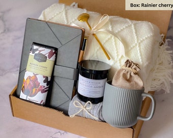 Thinking of You Care Package for Women and Men, Hygge Gift Basket with Blanket, Socks, Get well Gift Box for Her and Him, Cancer Gift Box