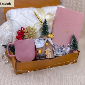 Deluxe Holiday Gift Box, Christmas Gift Idea, Warm & Winter Gift Box, Sending a Hug, Gift Box for Women, Hygge Gift Basket, New Years Gifts Pink clouds