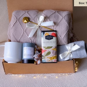 Thinking of You Care Package for Women and Men, Hygge Gift Basket with Blanket, Socks, Get well Gift Box for Her and Him, Cancer Gift Box