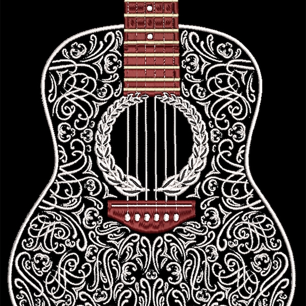 Guitar - Acoustic - Music - Instrument - Machine Embroidery Design - Tune - String - Digital File - Electric Guitar - Country - Rock - Farm