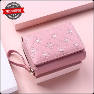 Pink PU Leather Simple Design Clutch Wallet