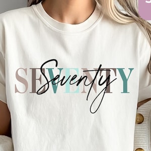 70th Birthday Shirt For Women, Comfort Colors Seventy TShirt, Birthday Party Outfit, 1955 Shirt, 70th Birthday Gift, Minimalist 70th Tee