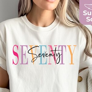 70th Birthday Shirt For Women, Comfort Colors Seventy TShirt, Birthday Party Outfit, 1965 Shirt, 70th Birthday Gift, Minimalist 70th Tee