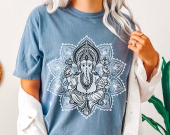 Ganesha T-shirt Ganesh Mandala Shirt Indian Spiritual Boho Top Hindu Elephant God Shirt Yoga Meditation Spirituality Shirt Comfort Colors
