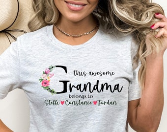 Personalized Grandma Shirt For Mother's Day Gifts, Custom Grandma Shirt, Nana Shirt, Grandkids Name Shirt, Birthday Gift For Grandma TShirt