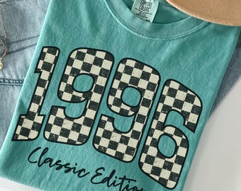 Retro 30th Birthday Shirt, Limited Edition 1996 T-Shirt, Checkered Birthday Shirt, Vintage 1996 Tee, Comfort Colors