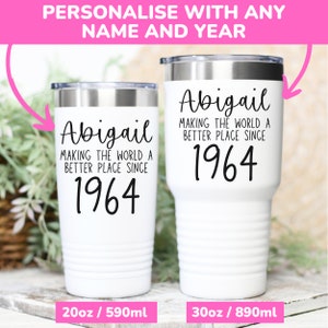 60th Birthday Gift With Name + Birth Year, Personalized 60th Gifts For Him Customizable 20oz 30oz Coffee Tumbler With Lid, Gift Male Friend