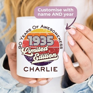 90th Birthday Gift For Men 90th Birthday Mug Personalized 90th Birthday Coffee Mug, Custom Mug With Name & Birth Year Personalized Drinkware