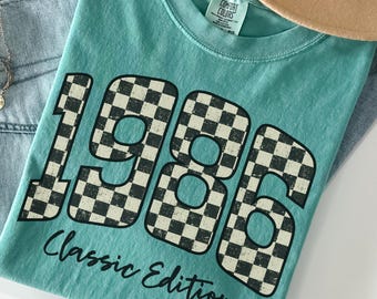 Retro 40th Birthday Shirt, Limited Edition 1986 T-Shirt, Checkered Birthday Shirt, Vintage 1986 Tee, Comfort Colors