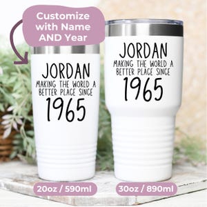 60th Birthday Gift With Name + Birth Year, Personalized 60th Gifts For Him Customizable 20oz 30oz Coffee Tumbler With Lid, Gift Male Friend