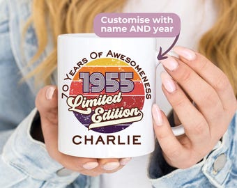 70th Birthday Gift For Men 70th Birthday Mug Personalized 70th Birthday Coffee Mug, Custom Mug With Name & Birth Year Personalized Drinkware