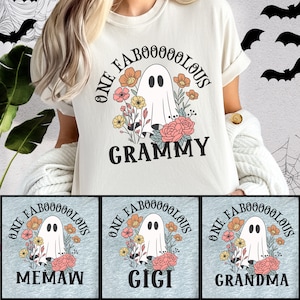 One Faboolous Grandma Halloween Shirt, Nana Floral Halloween TShirt, Spooky Mimi Shirt, Grammy Halloween Tee, Pastel Halloween Memaw Shirt
