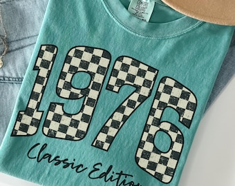 Retro 50th Birthday Shirt, Limited Edition 1976 T-Shirt, Retro Checkered Birthday Shirt, Vintage 1976 Tee, Comfort Colors